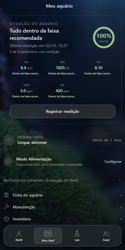 Interface real · dados de demonstração